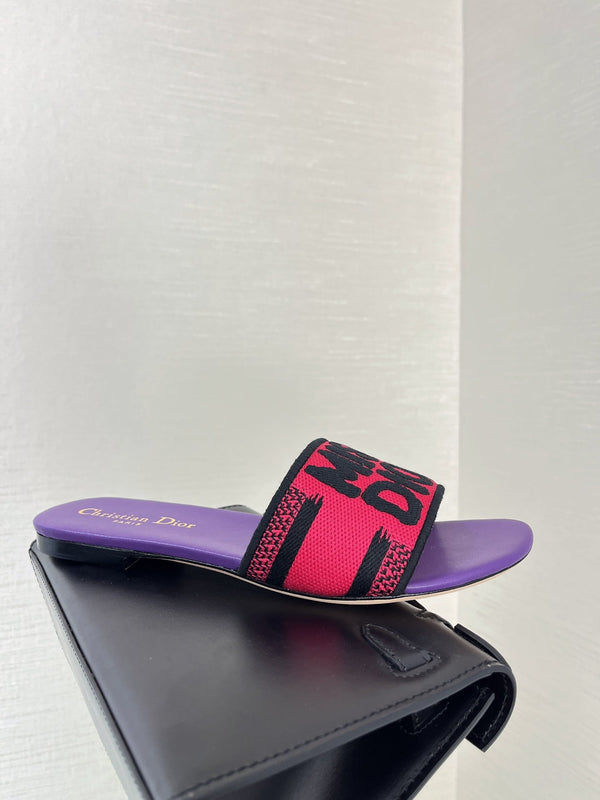 dway slide embroidered red purple cotton