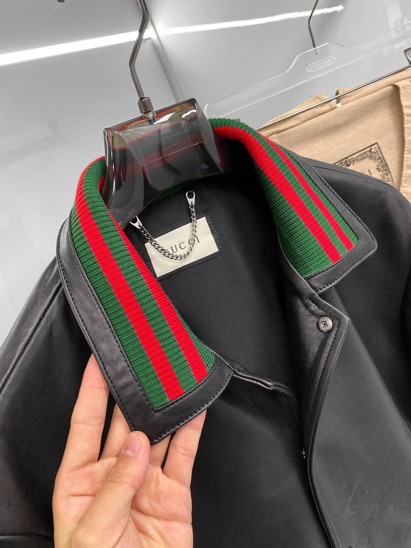 Gucci Jacket Black Lambskin 298818