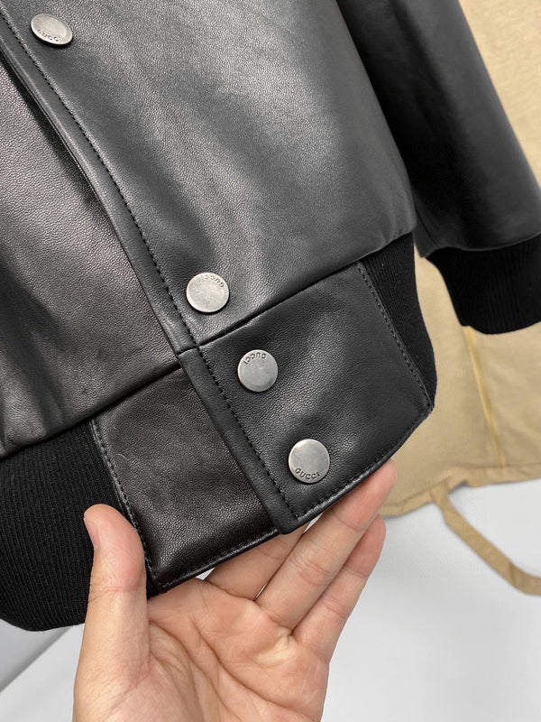 Gucci Jacket Black Lambskin 298818