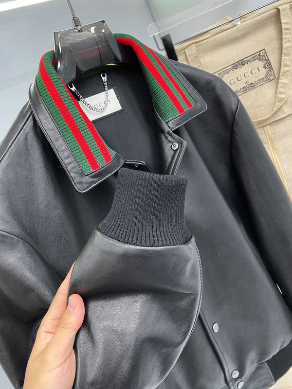 Gucci Jacket Black Lambskin 298818