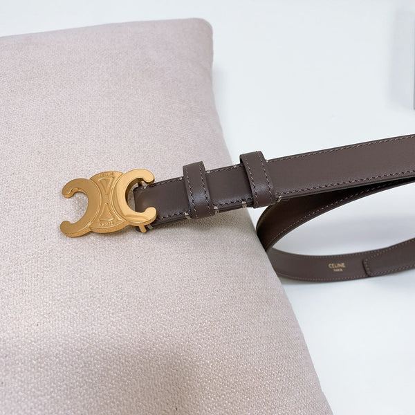 CINTURA TRIOMPHE CL MEDIA 25 MM IN PELLE MARRONE CIOCCOLATO CON FERRAMENTA ORO