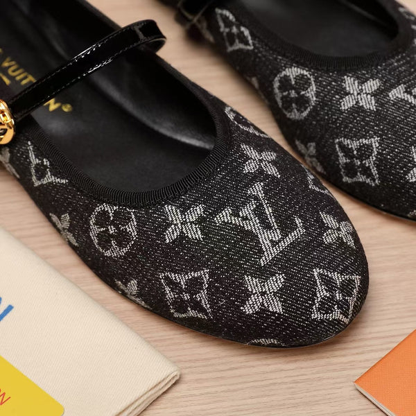 Tessuto denim monogramma nero piatto Romy LV 25C 218303