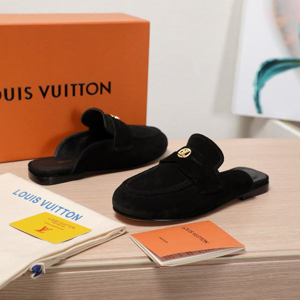 LV 25C Flat Mule Nero Scamosciato 218313