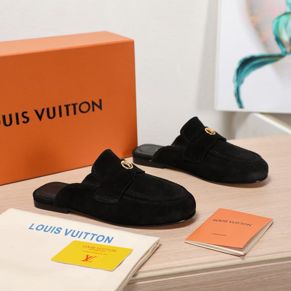 LV 25C Flat Mule Nero Scamosciato 218313
