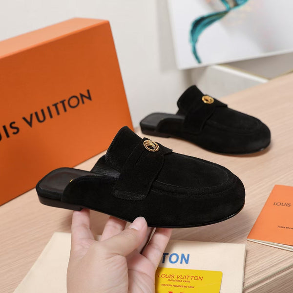 LV 25C Flat Mule Nero Scamosciato 218313