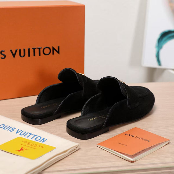LV 25C Flat Mule Nero Scamosciato 218313