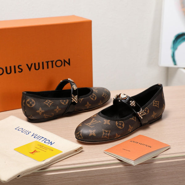 LV 25C Romy Flat Caramel Brown Monogram Con logo dorato Pelle di pecora 218308