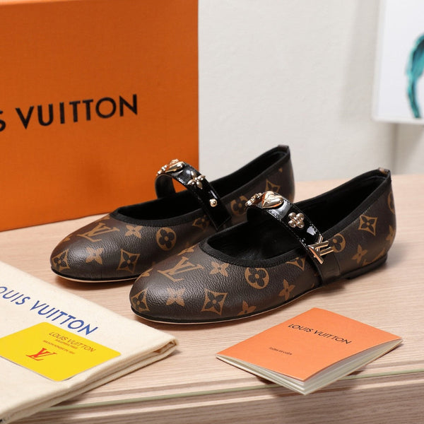 LV 25C Romy Flat Caramel Brown Monogram Con logo dorato Pelle di pecora 218308