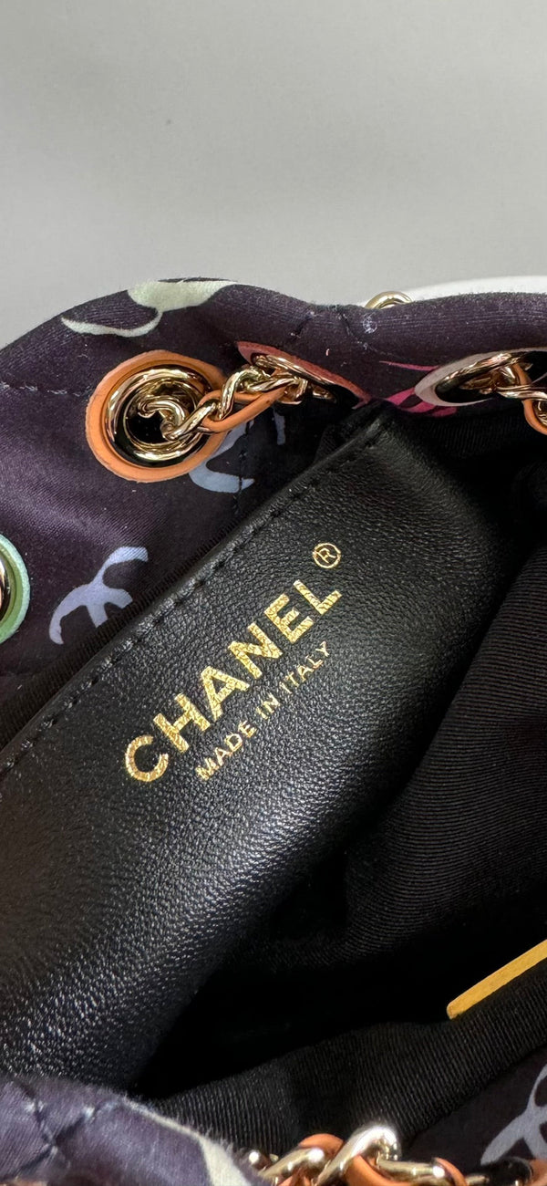 ZAINO CC 22CM NERO E MOLTI ALTRI COLORI TESSUTO STAMPATO FERRAMENTA ORO