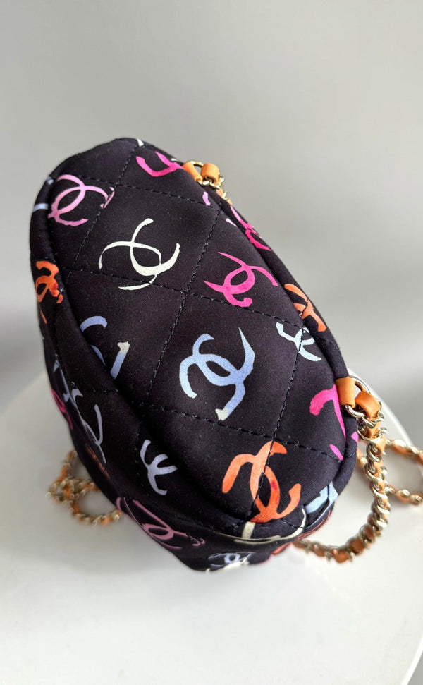 ZAINO CC 22CM NERO E MOLTI ALTRI COLORI TESSUTO STAMPATO FERRAMENTA ORO