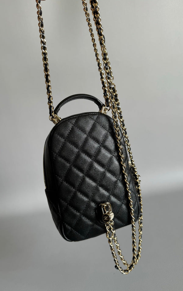 ZAINO CC MINI 18 NERO CAVIAR ORO CHIARO HARDWARE