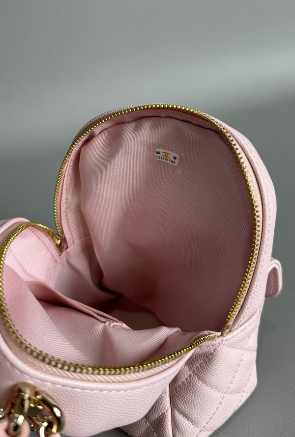 CC MINI 18 ZAINO ROSA CAVIALE ORO CHIARO HARDWARE