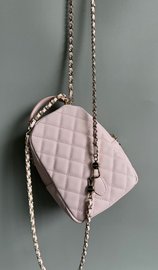 CC MINI 18 ZAINO ROSA CAVIALE ORO CHIARO HARDWARE