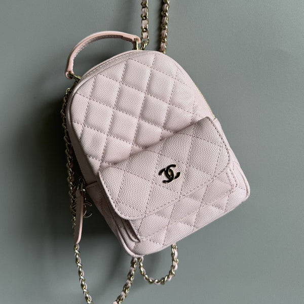 CC MINI 18 ZAINO ROSA CAVIALE ORO CHIARO HARDWARE