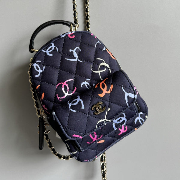 ZAINO CC 18CM NERO E MOLTI ALTRI COLORI TESSUTO STAMPATO FERRAMENTA ORO