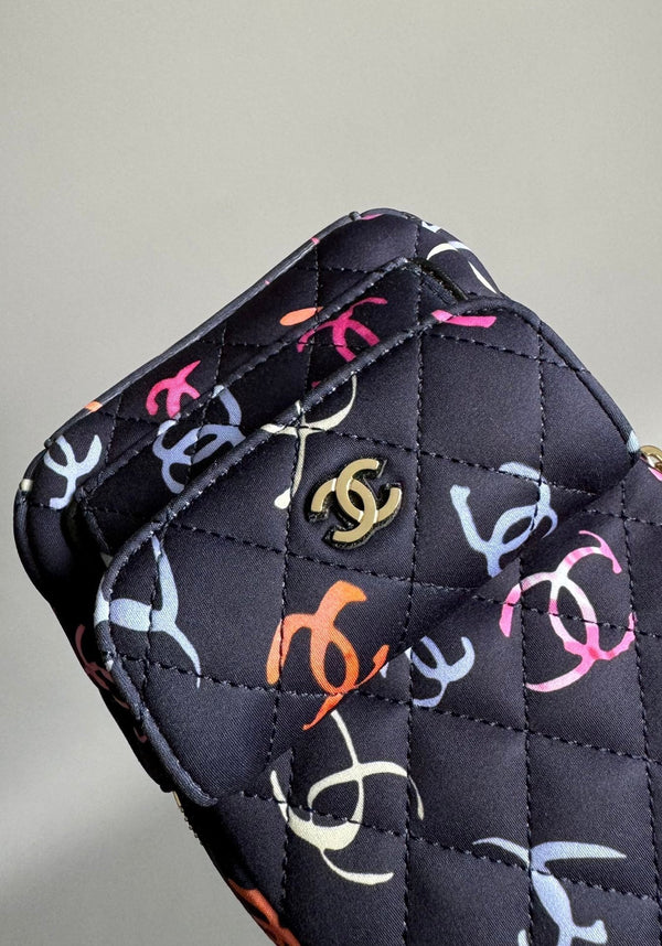 ZAINO CC 18CM NERO E MOLTI ALTRI COLORI TESSUTO STAMPATO FERRAMENTA ORO