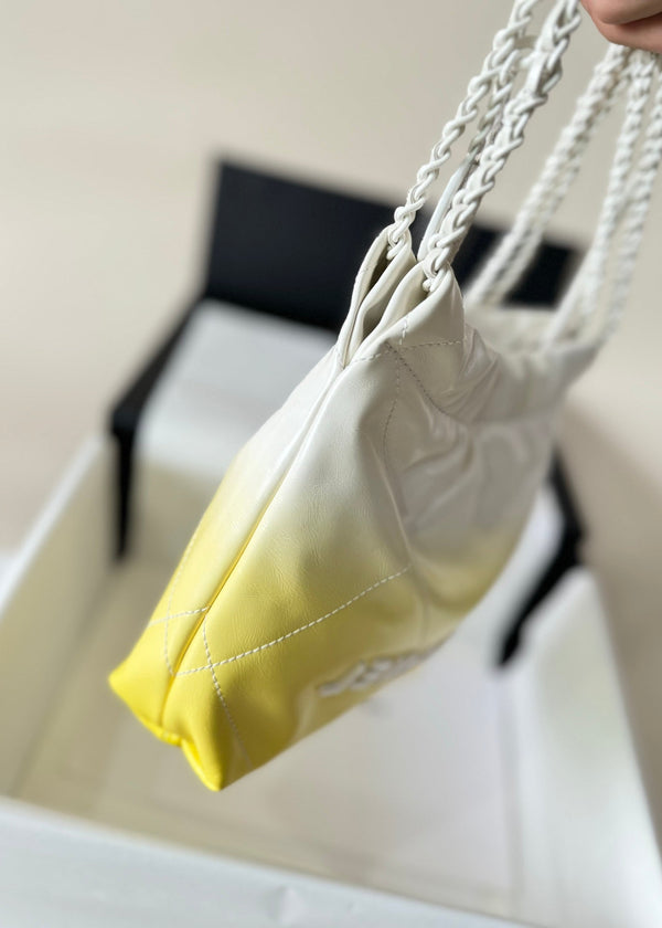 CC HOBO MINI 20CM GIALLO BIANCO PELLE DI AGNELLO