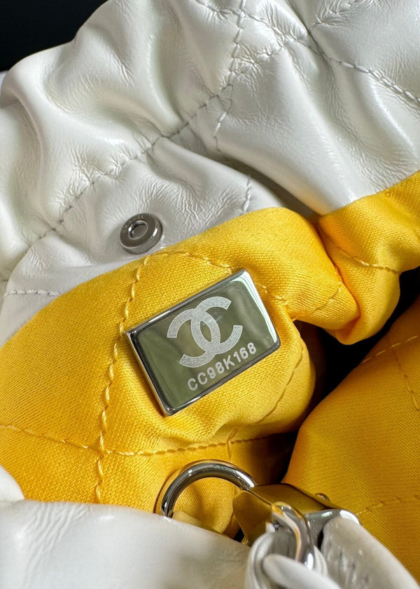 CC HOBO MINI 20CM GIALLO BIANCO PELLE DI AGNELLO