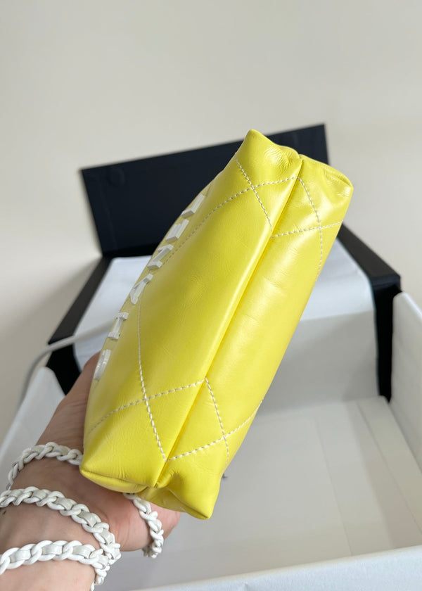 CC HOBO MINI 20CM GIALLO BIANCO PELLE DI AGNELLO