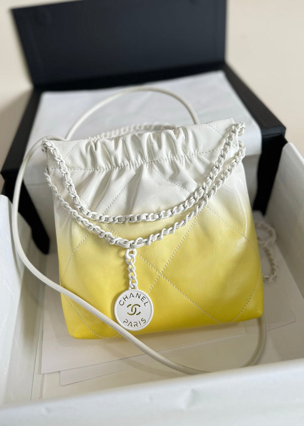 CC HOBO MINI 20CM GIALLO BIANCO PELLE DI AGNELLO