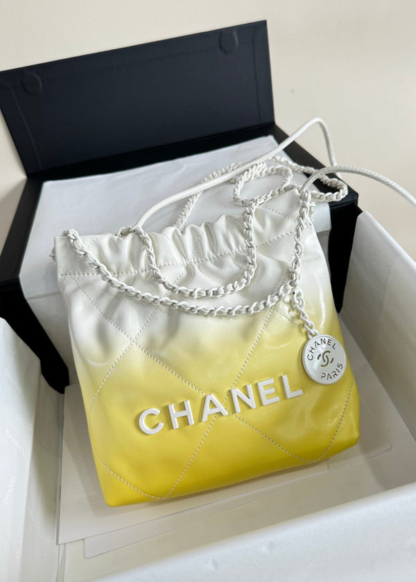 CC HOBO MINI 20CM GIALLO BIANCO PELLE DI AGNELLO