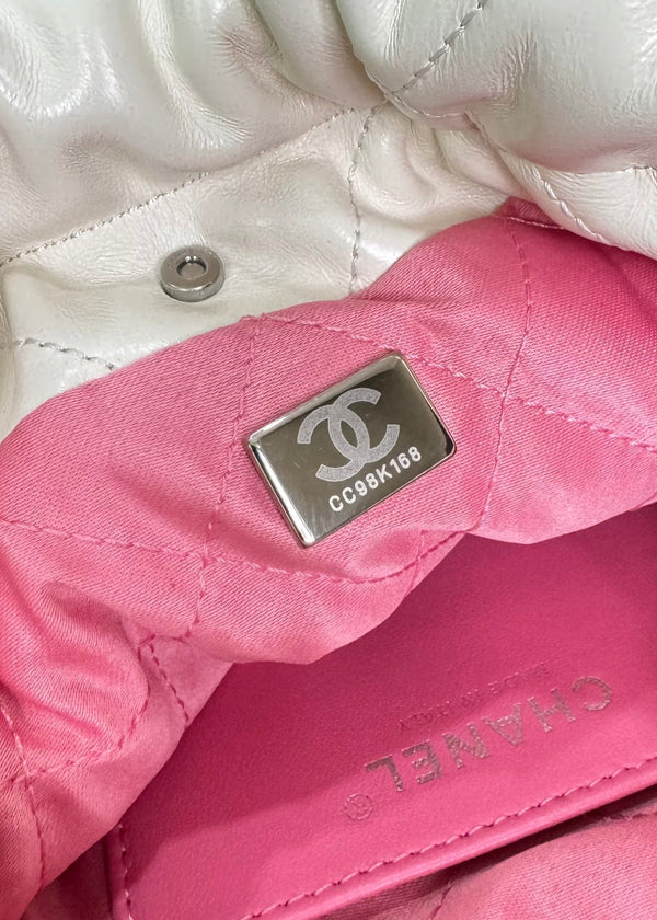 CC HOBO MINI 20CM ROSA BIANCO PELLE DI AGNELLO