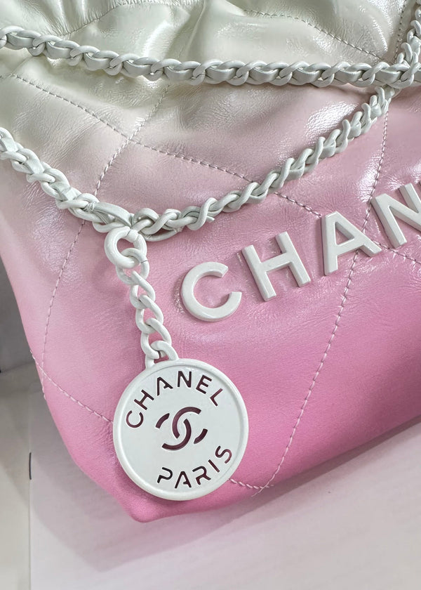 CC HOBO MINI 20CM ROSA BIANCO PELLE DI AGNELLO