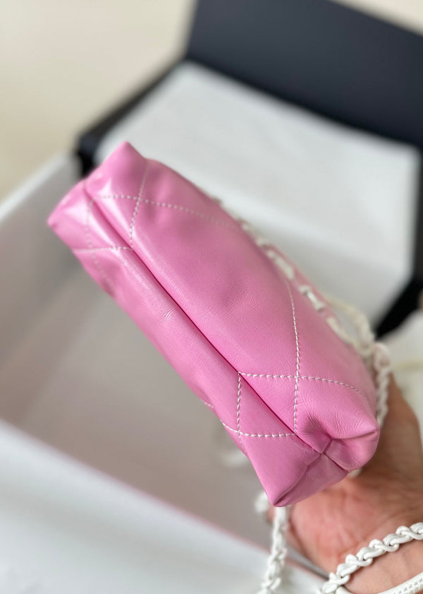 CC HOBO MINI 20CM ROSA BIANCO PELLE DI AGNELLO