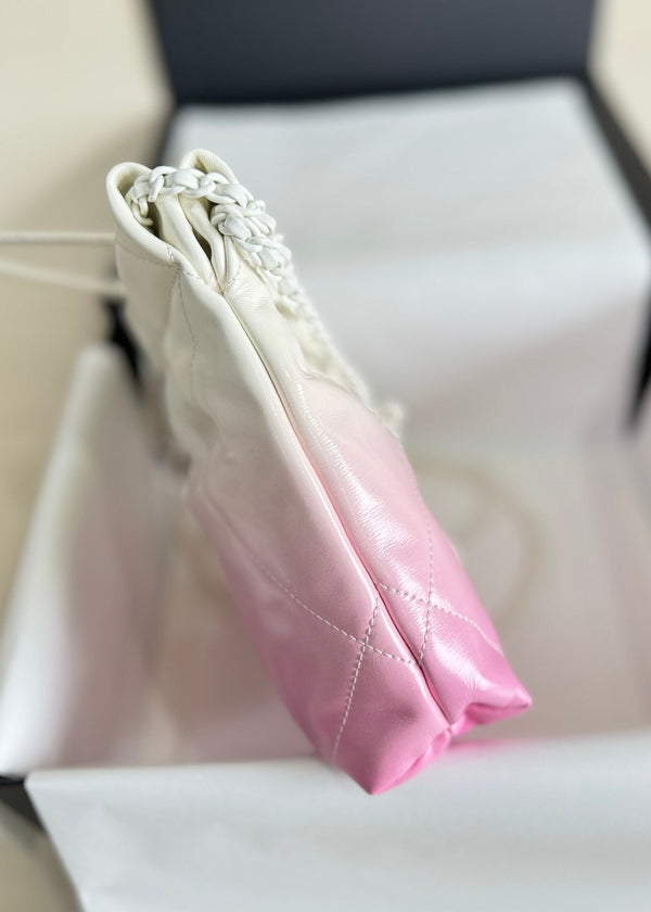 CC HOBO MINI 20CM ROSA BIANCO PELLE DI AGNELLO