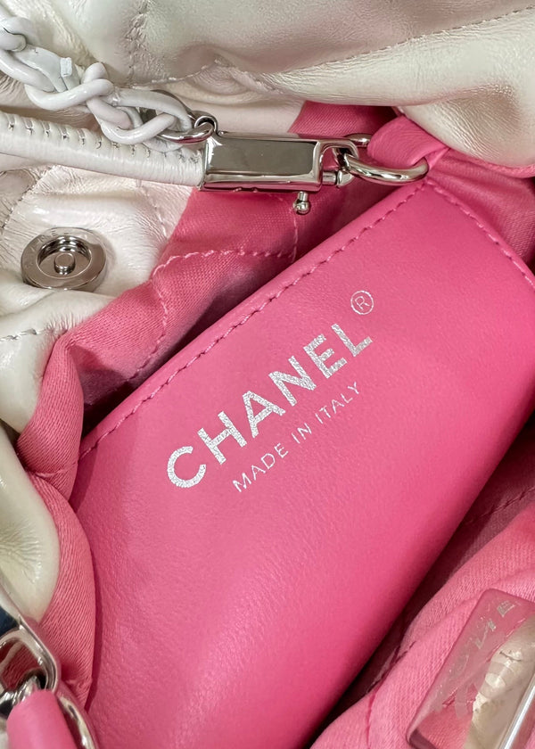 CC HOBO MINI 20CM ROSA BIANCO PELLE DI AGNELLO