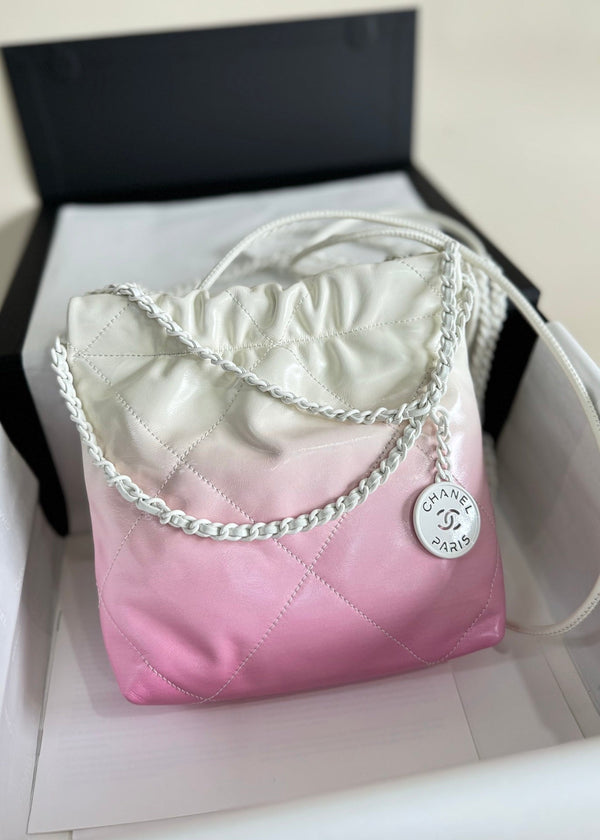 CC HOBO MINI 20CM ROSA BIANCO PELLE DI AGNELLO