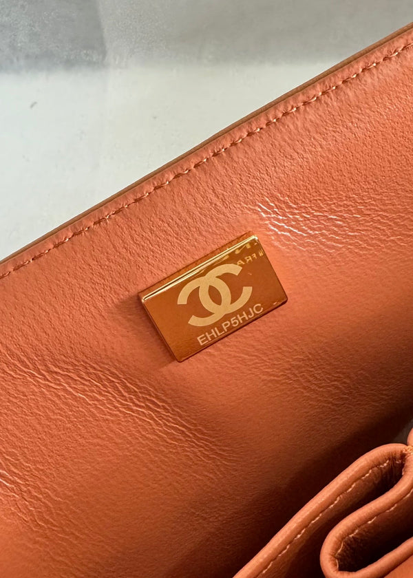 flap bag medium 25 brown lambskin gold hardware