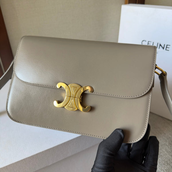 classique triomphe 22 grey calfskin gold hardware