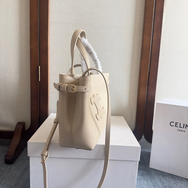 MINI CABAS ANAÏS CUIR TRIOMPHE 20 IN BEIGE GRAINED CALFSKIN