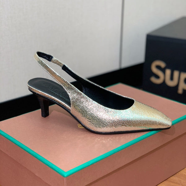 Rebecca Slingbacks 50 Black Gold Calfskin