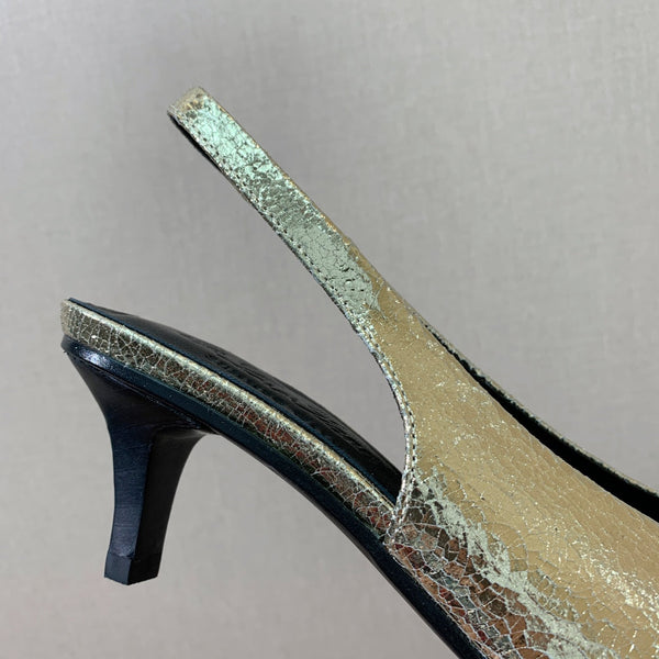 Rebecca Slingbacks 50 Black Gold Calfskin