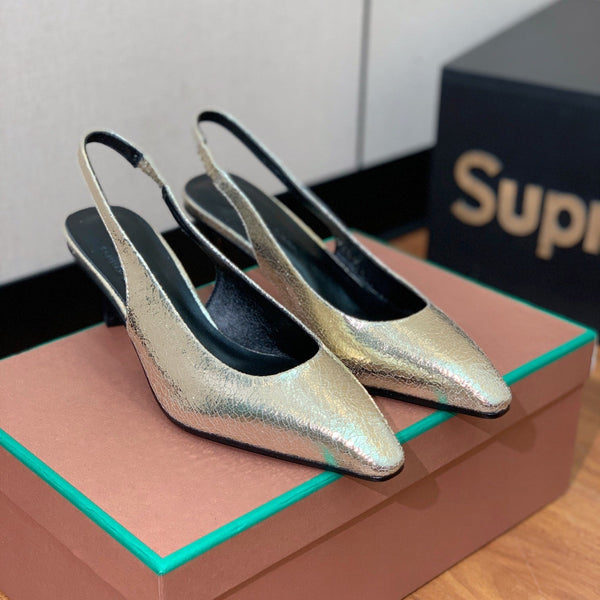 Rebecca Slingbacks 50 Black Gold Calfskin