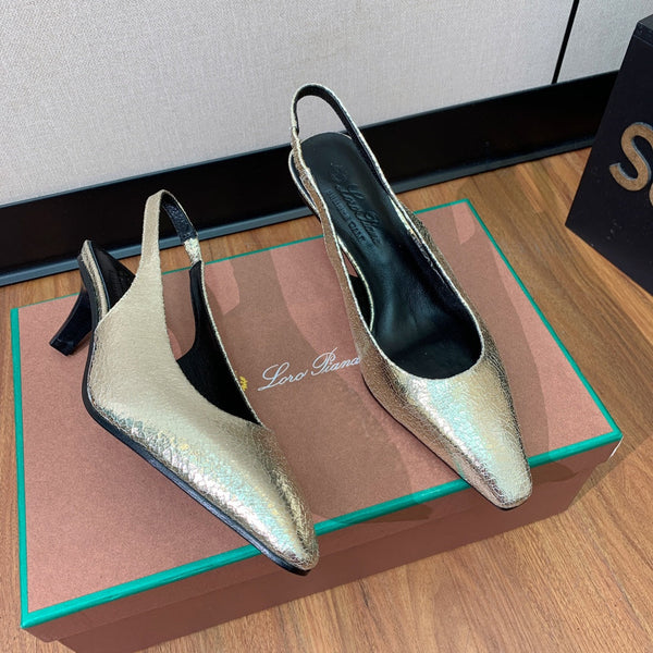 Rebecca Slingbacks 50 Black Gold Calfskin