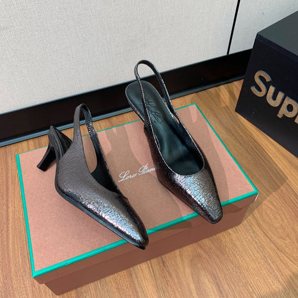Rebecca Slingbacks 50 Black Brown Calfskin