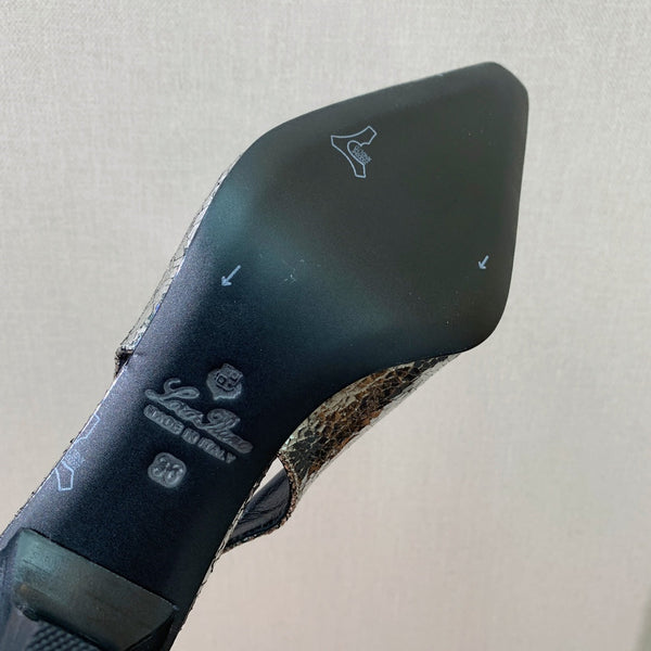 Rebecca Slingbacks 50 Black Silver Calfskin