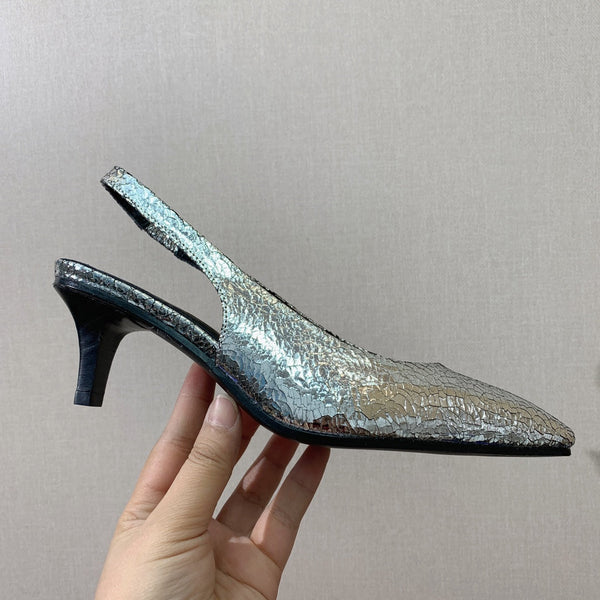 Rebecca Slingbacks 50 Black Silver Calfskin