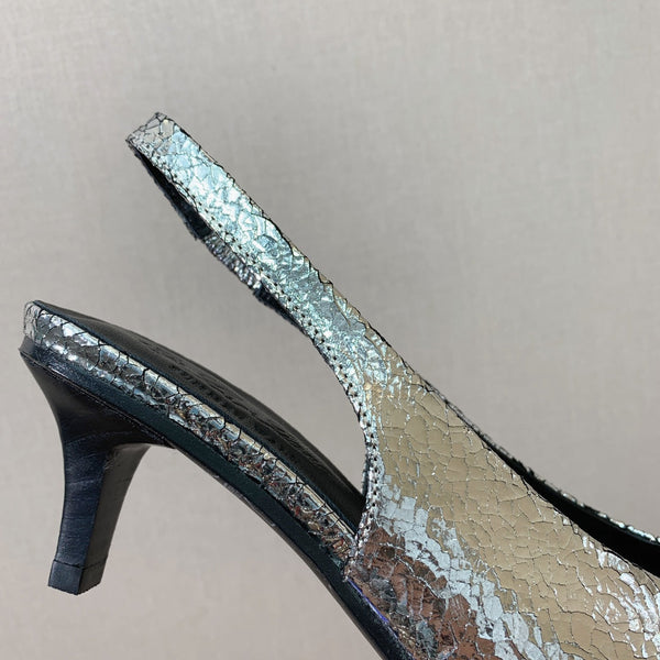 Rebecca Slingbacks 50 Black Silver Calfskin