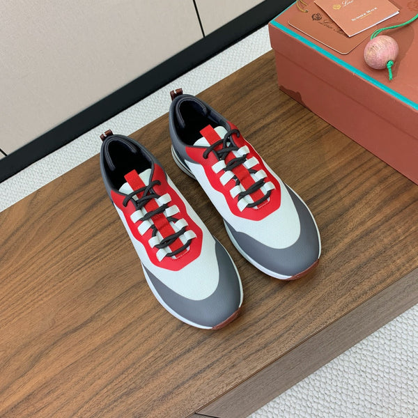 LP Week-End Walk Sneaker In White Mix Dark Grey Red Mesh Fabric 984409