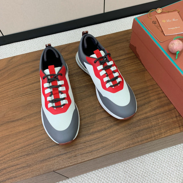 LP Week-End Walk Sneaker In White Mix Dark Grey Red Mesh Fabric 984409