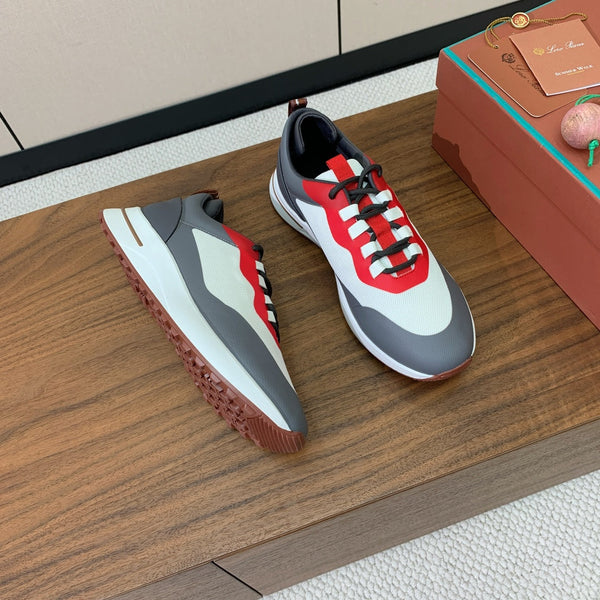 LP Week-End Walk Sneaker In White Mix Dark Grey Red Mesh Fabric 984409