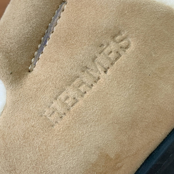 HM Chypre Sandal In Light Brown Mix White Fleece And Suede 984197