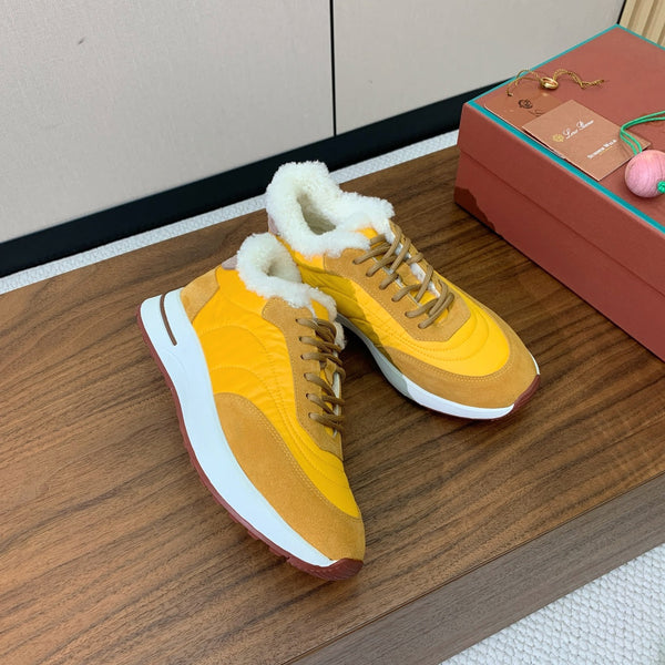 LP Week-end Walk Sneakers In Yellow Mix Dark Yellow Denim With Wool Fleece Lining  984278