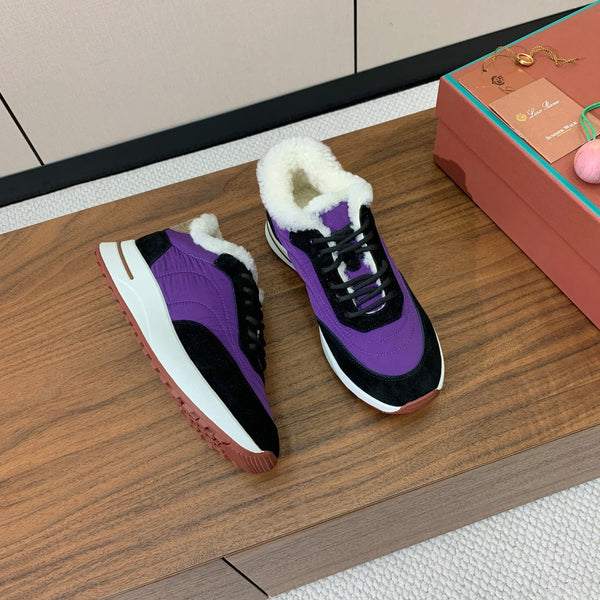 LP Week-end Walk Sneakers In Purple Mix Black Denim With Wool Fleece Lining 984279
