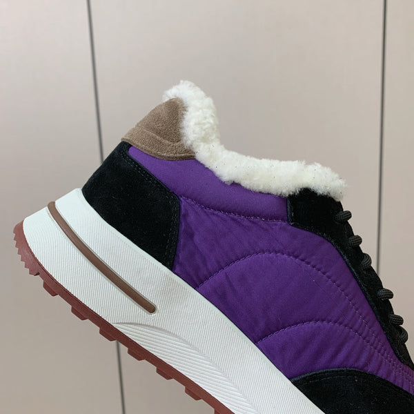 LP Week-end Walk Sneakers In Purple Mix Black Denim With Wool Fleece Lining 984279
