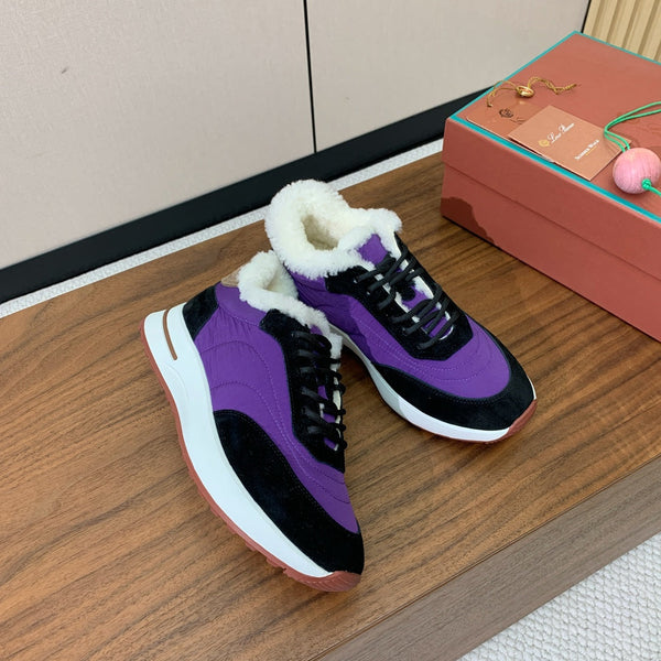 LP Week-end Walk Sneakers In Purple Mix Black Denim With Wool Fleece Lining 984279